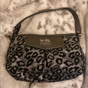 Authentic Coach Silver Leopard Print Purse Excellent Condition